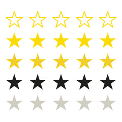 Obraz premium Five stars rating icon. Five stars customer product rating. Vector illustration. Premium quality. Golden stars