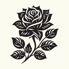 Rose Flower Silhouette vector illustration isolated in empty background