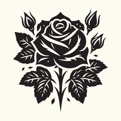 Rose Flower Silhouette vector illustration isolated in empty background
