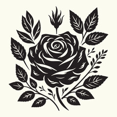 Rose Flower Silhouette vector illustration isolated in empty background