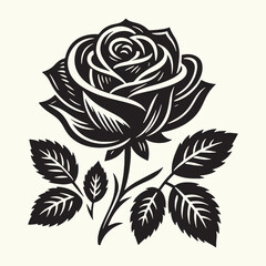 Rose Flower Silhouette vector illustration isolated in empty background