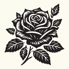 Rose Flower Silhouette vector illustration isolated in empty background