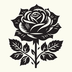 Rose Flower Silhouette vector illustration isolated in empty background