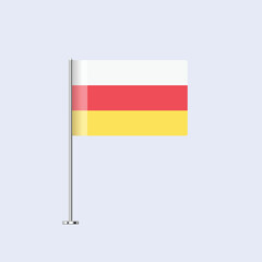 Isolated Ossetia Table Flag on Pole, Ossetian Flag Vector Design for Print and Web