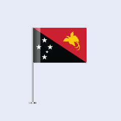 Isolated Papua New Guinea Table Flag on Pole, Papua New Guinean Flag Vector Design for Print and Web