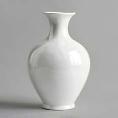 White ceramic vase isolated on grey background