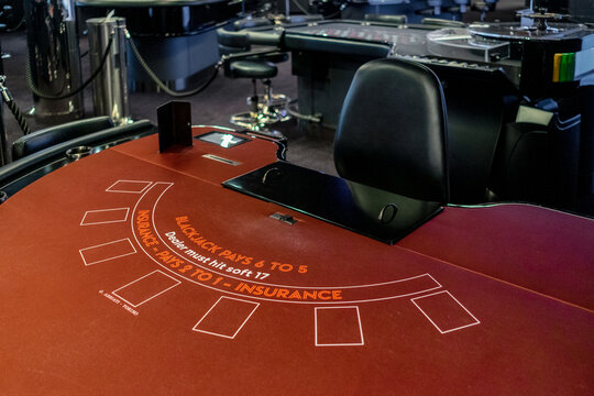 Blackjack deck in casino