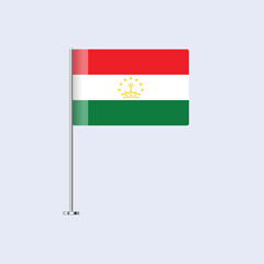Isolated Tajikistan Table Flag on Pole, Tajik Flag Vector Design for Print and Web