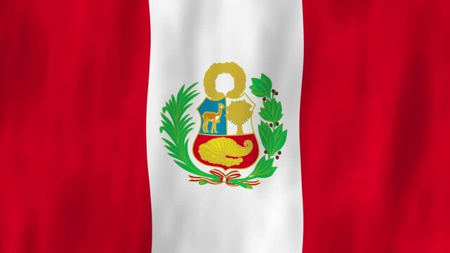 Peru flag country animation 3D symbol design waving in wind movement national patriotism world culture emblem banner South America red white