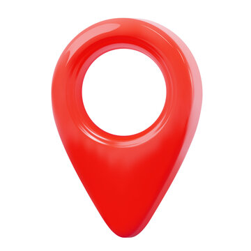 3d red map location pointer. Pin code icon of the geolocation map.  Stock vector illustration on isolated background.