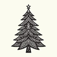 Pine Tree Silhouette vector illustration isolated in an empty background