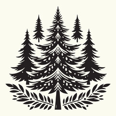 Pine Tree Silhouette vector illustration isolated in an empty background