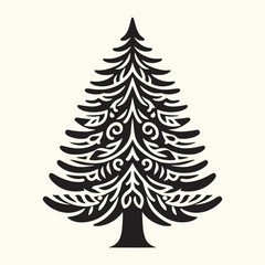 Pine Tree Silhouette vector illustration isolated in an empty background