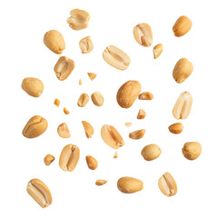 Tasty and nutritious peanuts isolated on transparent white background, clipping path