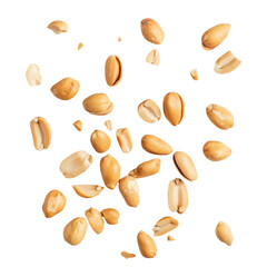 Tasty and nutritious peanuts isolated on transparent white background, clipping path