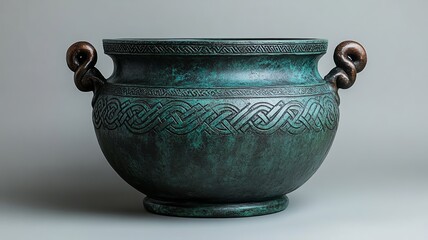 Ornate Bronze Urn with Intricate Celtic Knotwork