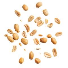 Obraz premium Tasty and nutritious peanuts isolated on transparent white background, clipping path