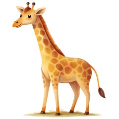 Obraz premium A cute giraffe standing on grass clipart illustration isolated on white background