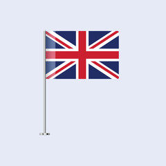 Isolated United Kingdom Table Flag on Pole, British Flag Vector Design for Print and Web