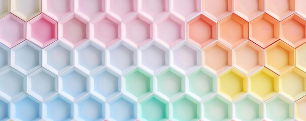 Naklejka premium Abstract hexagon pattern, vibrant 3D background, dynamic light effects, Watercolor style