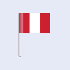 Isolated Peru Table Flag on Pole, Peruvian Flag Vector Design for Print and Web