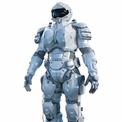 3D Render, Low Poly style of a mech pilot's combat armor set, on isolated white background