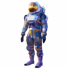 Fototapeta premium 3D Render, Low Poly style of a space explorer's environmental suit armor set, on isolated white background, Generative AI