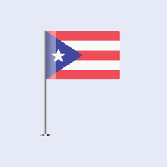 Isolated Puerto Rico Table Flag on Pole, Puerto Rican Flag Vector Design for Print and Web