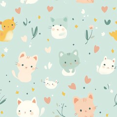 A charming pattern of cute baby animals such as kittens