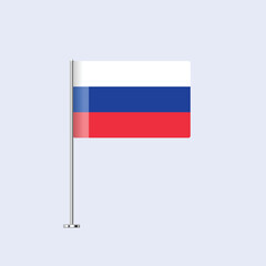 Isolated Russia Table Flag on Pole, Russian Flag Vector Design for Print and Web