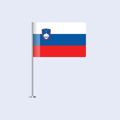 Isolated Slovenia Table Flag on Pole, Slovenian Flag Vector Design for Print and Web