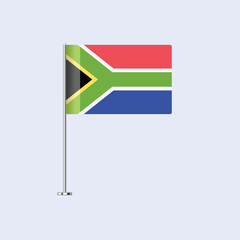 Isolated South Africa Table Flag on Pole, South African Flag Vector Design for Print and Web