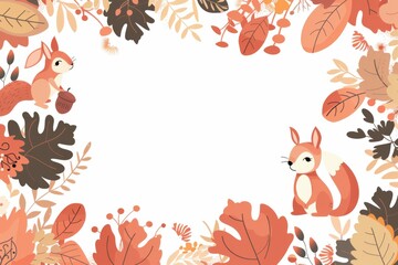 Fototapeta premium illustration frame of cute icons for autumn season 