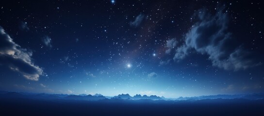 Night Sky with Stars and Mountain Silhouette