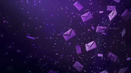 A shower of envelopes falling onto a deep purple background