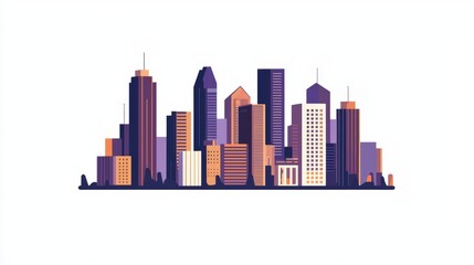 Fototapeta premium flat vector illustration of a citys skyline with skyscrapers