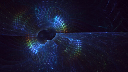 3D manual rendering abstract multicolor supernova fractal light background. Its not AI Generatd illustration. © BetiBup33