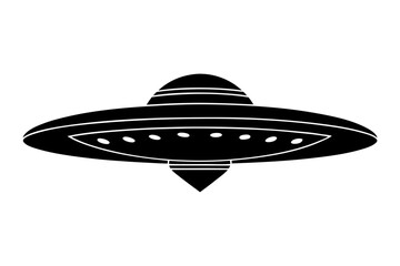 Ufo in space silhouette vector, ufo icon vector illustration