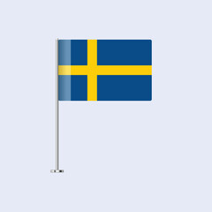 Isolated Sweden Table Flag on Pole, Swedish Flag Vector Design for Print and Web