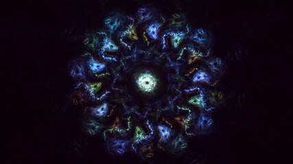 3D manual rendering abstract blue fractal light background. Its not AI Generatd illustration.
