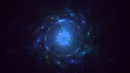 3D manual rendering abstract blue fractal light background. Its not AI Generatd illustration.