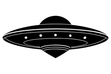 Ufo in space silhouette vector, ufo icon vector illustration