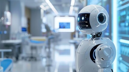 Modern AI-Driven Robotic Assistant in Hospital Setting with Advanced Medical Technology