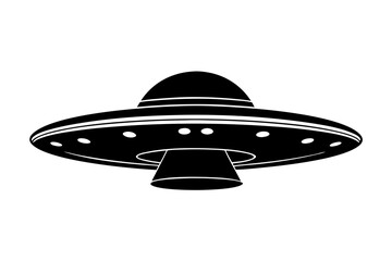 Ufo in space silhouette vector, ufo icon vector illustration