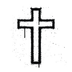 Graffiti spray christianity isolated on white background