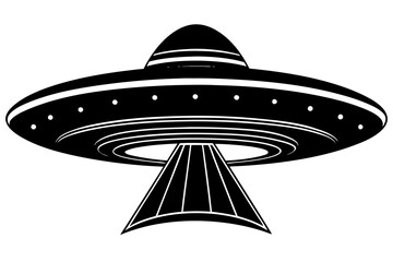Ufo in space silhouette vector, ufo icon vector illustration