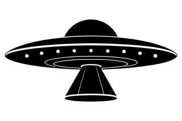 Ufo in space silhouette vector, ufo icon vector illustration
