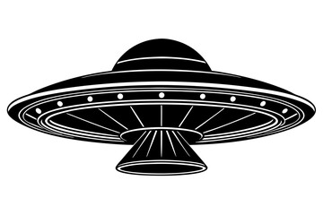 Ufo in space silhouette vector, ufo icon vector illustration