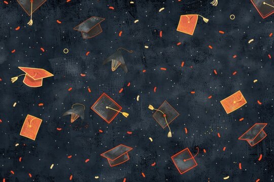 A unique graduation texture with versatile elements like caps, diplomas, and academic symbols, perfect for various design applications.