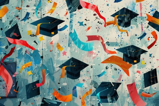 Versatile graduation texture featuring caps, diplomas, and academic symbols in a creative and innovative design.